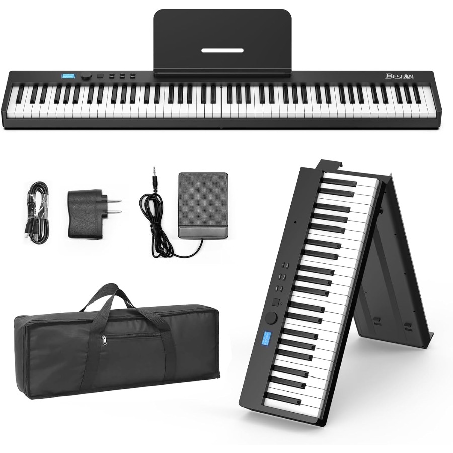 Music Stand Folding - BESFAN 88 Key Portable Folding Piano