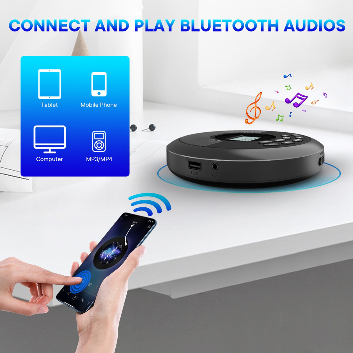 Portable CD Disc Machine MP3 U - Audio Music Mp3 Song avis et prix