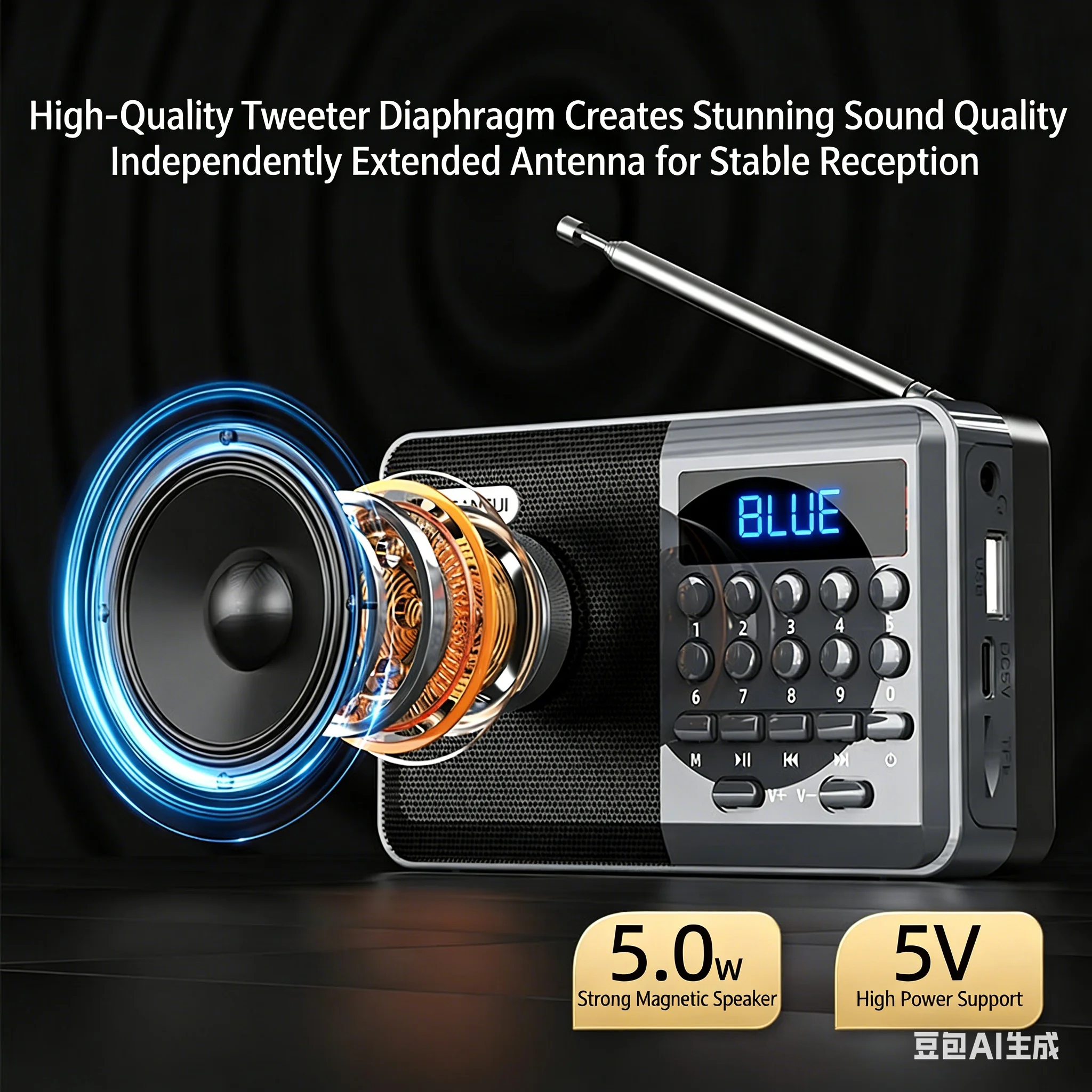 Mini FM Radio Bluetooth Speake - Audio Music Mp3 Song avis et prix