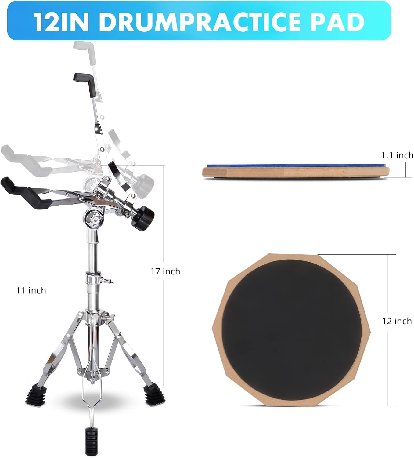 12 Inch Drum Practice Pad with - Drum Practice Pad avis et prix