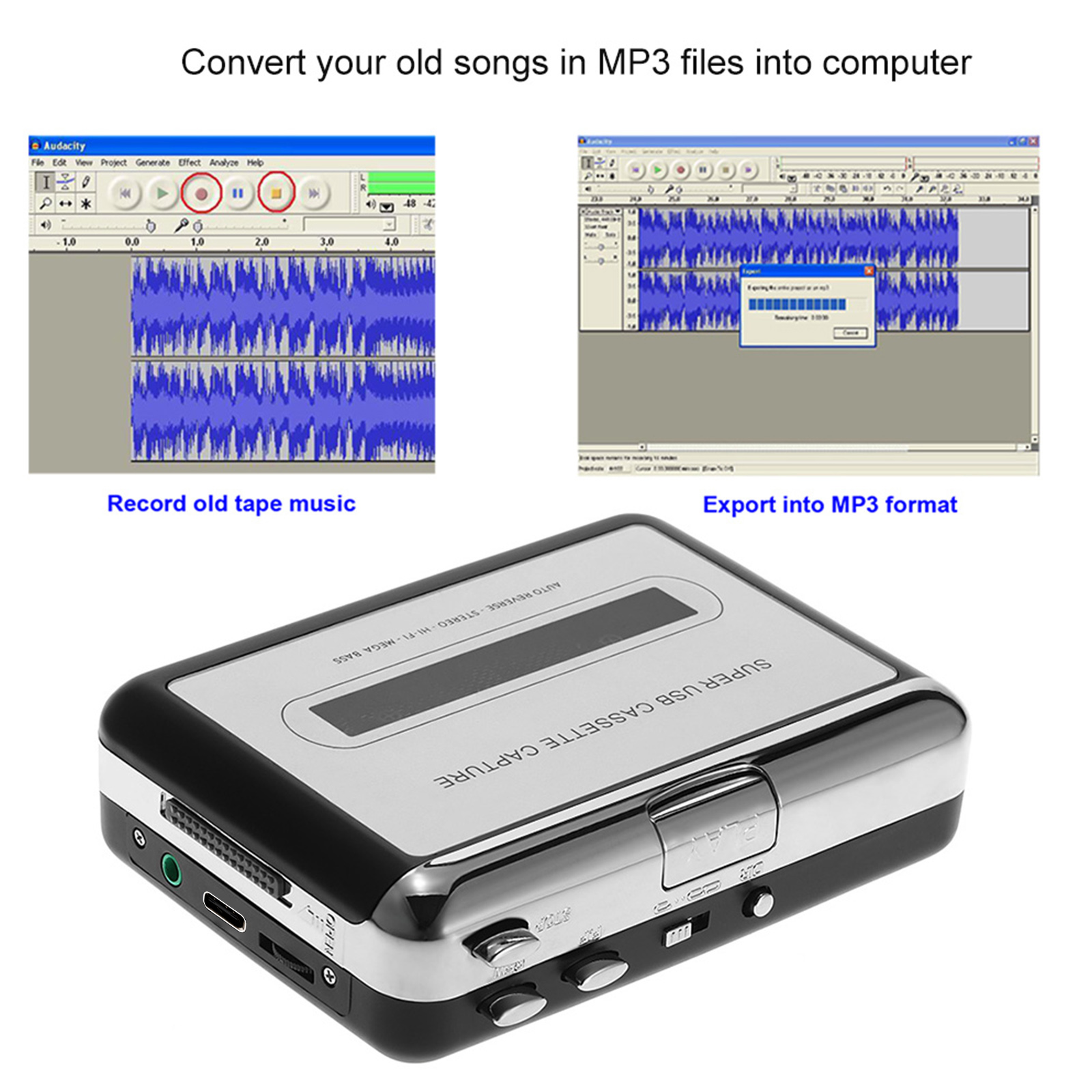 USB Cassette Capture  Cassette - Audio Music Converter To Mp3 avis et prix